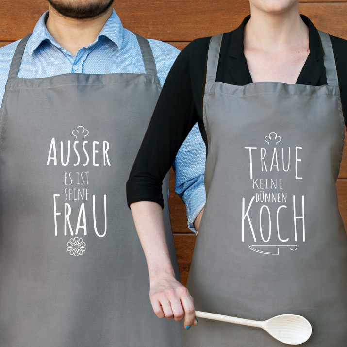 Traue keinem schlanken Koch - Set mit 2 Kochschürzen
